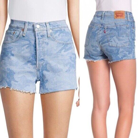 Levis 501 Red Tab Denim Short Womens 12 High Rise Button Fly Cut Off Summer NWT - Picture 7 of 7